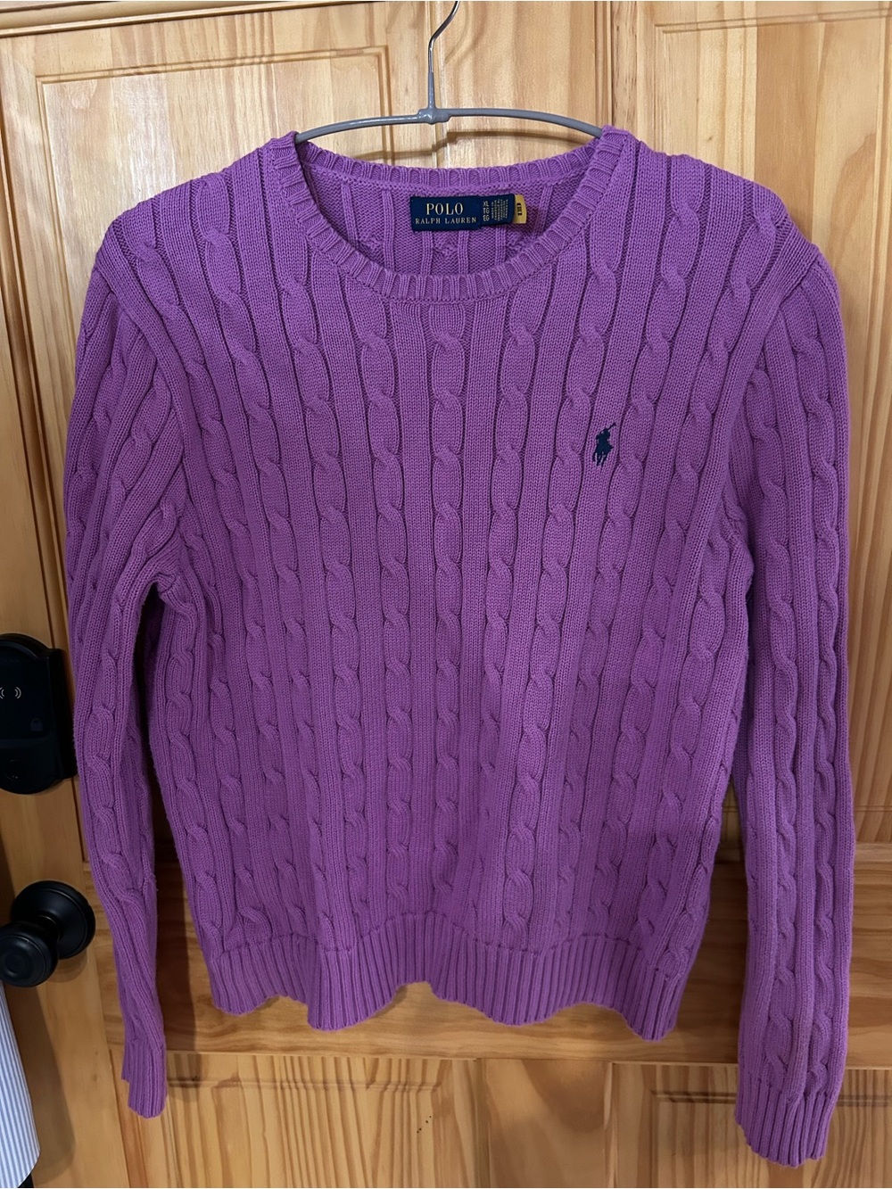 Ralph Lauren Purple Cable-Knit Crewneck Sweater